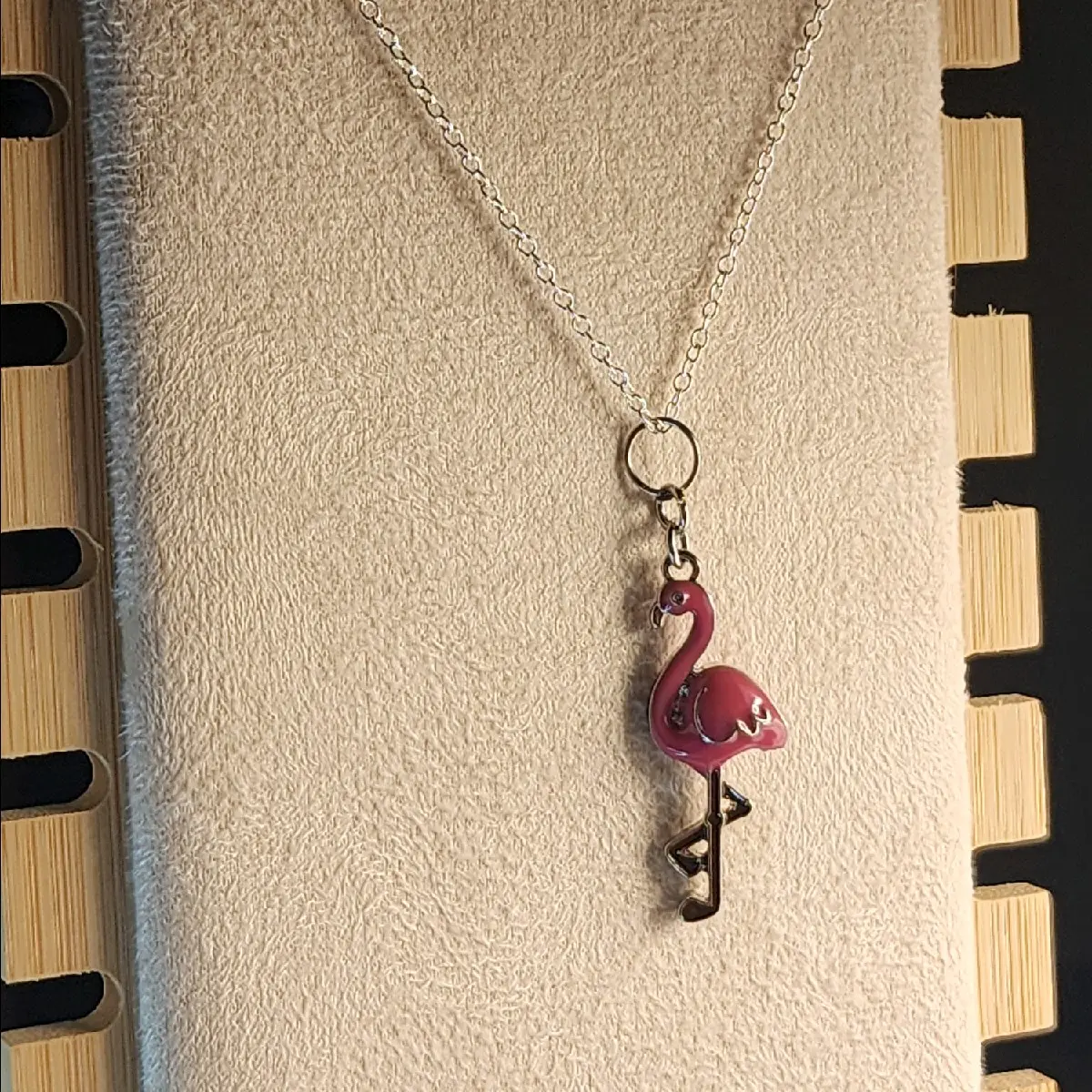 Unisex Tropical Flamingo Necklace - 18in Chain with Fun Charm - Trendy Boho Style Jewelry for Outfit Color & Personality Boost, Trendy Jewelry