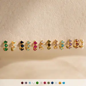 Triple Birthstone Huggies by Caitlyn Minimalist -  Bold Statement Gemstone Hoop Earrings in Gold - Crystal Jewelry - Custom Birthday Gift