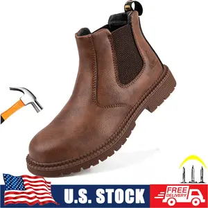 Work Boots for Men Women, Slip on Steel Toe lifesaver Boots Working Boots for Men Soft Comfortable Safety Boots Mens Work Boots Non Slip Steel Toe shoe men Indestructible footwear Construction hot men
