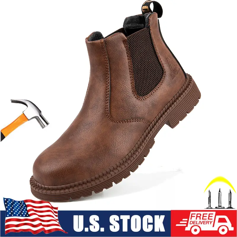 ork Boots for Men Women, Slip on Steel Toe lifesaver Boots Working Boots for Men Soft Comfortable Safety Boots Mens Work Boots Non Slip Steel Toe shoe