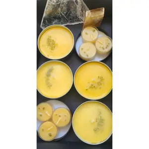 Pure Beeswax Tealight Candles with Moldavite Chips