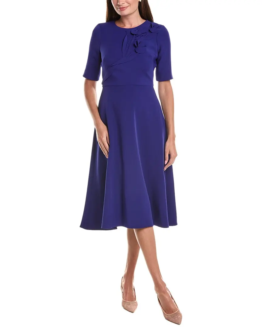 Teri Jon by Rickie Freeman Crepe Flower Applique Dress