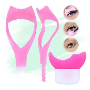 3 in 1 Mascara Shield 2Pcs Lash Tools Mascara Shield Applicator Guard Lash Buddy Silicone Eyeliner Stencils Beginners Friendly Makup Tool by JIMIRE (Plum)