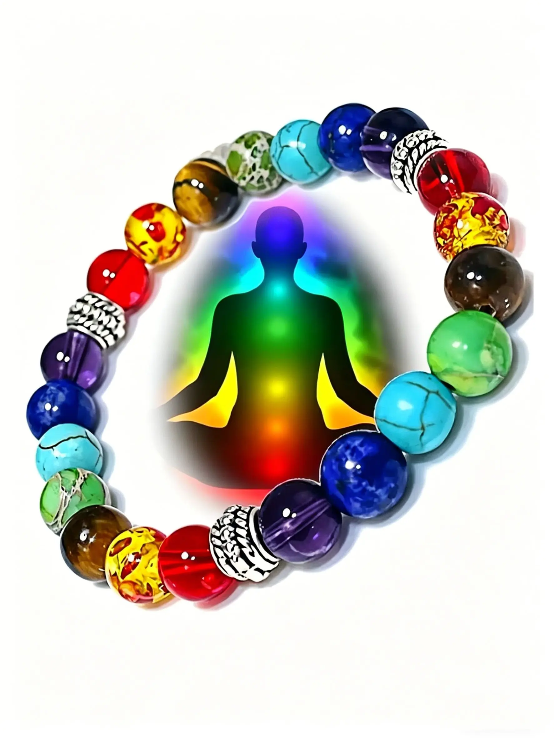 7 Chakra Healing Crystal Bracelet, Crystals Bracelets, Energy Balancing Yoga Jewelry, Amethyst & Tiger Eye Chakra Bracelet, Spiritual Energy Cleansing, Positive Vibes Accessory, Meditation Aid Wristband, Ideal for Yoga, Meditation & Workouts