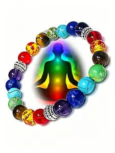 7 Chakra Healing Crystal Bracelet, Energy Balancing Yoga Jewelry, Amethyst & Tiger Eye Chakra Bracelet, Spiritual Energy Cleansing, Positive Vibes Accessory, Meditation Aid Wristband, Wellness Crystal Jewelry , Ideal for Yoga, Meditation & Workouts