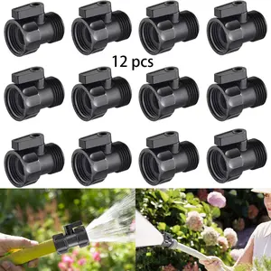12 PCS 3/4'' Plastic Garden Hose Shut Off Valve,Water Shut-Off Ball Valve Thread Connector Coupling for Telescopic Water Pipe Water Gun Valve Control