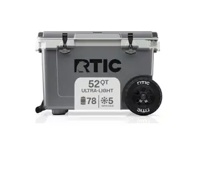 RTIC Outdoors Ultra-Light 52QT Wheeled Hard Cooler Ice Chest w/ Drainage Spout Gray