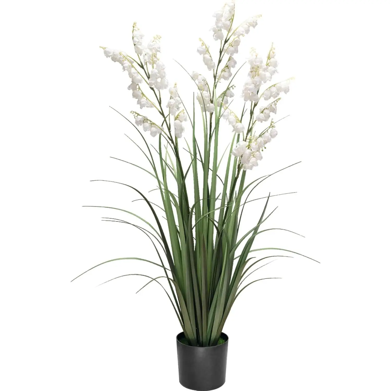 Artificial Tall Grass  with Pots 36" 1 Pack Lily of The Valley Artificial Grass  Interior Decorating and Outdoor Garden Decorations(White)