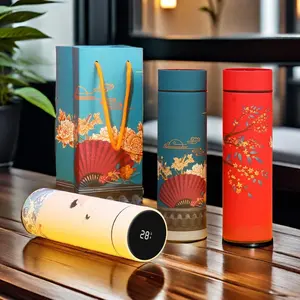 Matte Design 480ml Vacuum Flask & Gift Box Set, 1 Count 304 Stainless Steel Water Bottle, Temperature Display Water Bottle, Sports Water Bottle for Outdoor, Coffee Thermal Cup, Digital Tumbler, Coffee Thermos, Vacuum Insulated Flask