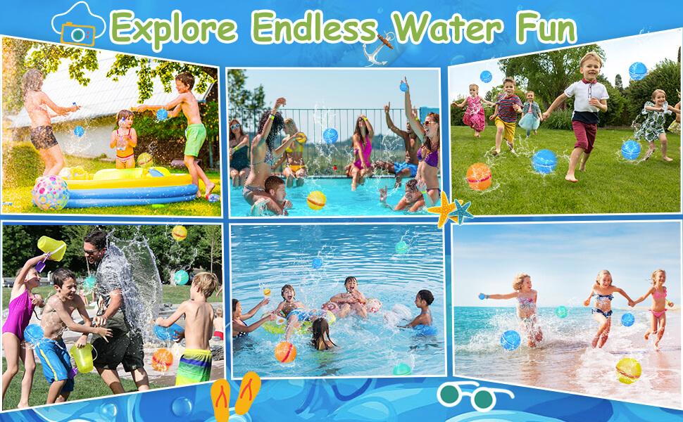 Reusable Magnetic Water Balloons – Silicone Self-Sealing Splash Balls, Quick Fill & No Leak, Eco-Friendly Summer Outdoor Pool Toys for Kids & Adults (12/16 Pack)