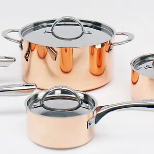 BergHoff Copper, Tri-Ply 6pc Set, D/O & 2 S/Ps, Polished