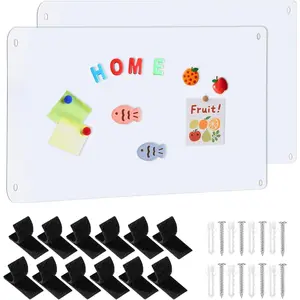 2 Pack  Board, 17" x 11.8" Metal  Board for Wall  Bulletin Boards for Cabinet Refrigerator  Office to Display   Jars Fridge  Notes Photos (White)
