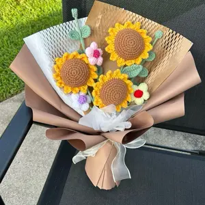 Crochet sunflower Bouquet handmade flower handmade gift Decor Decorative Yarn