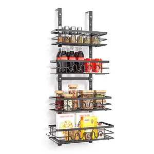 Garvee 4-Tier Over The Door Hanging Towel Rack for Bathroom and Kitchen - No Drill Installation, Space-Saving Bath Towel Storage Organizer