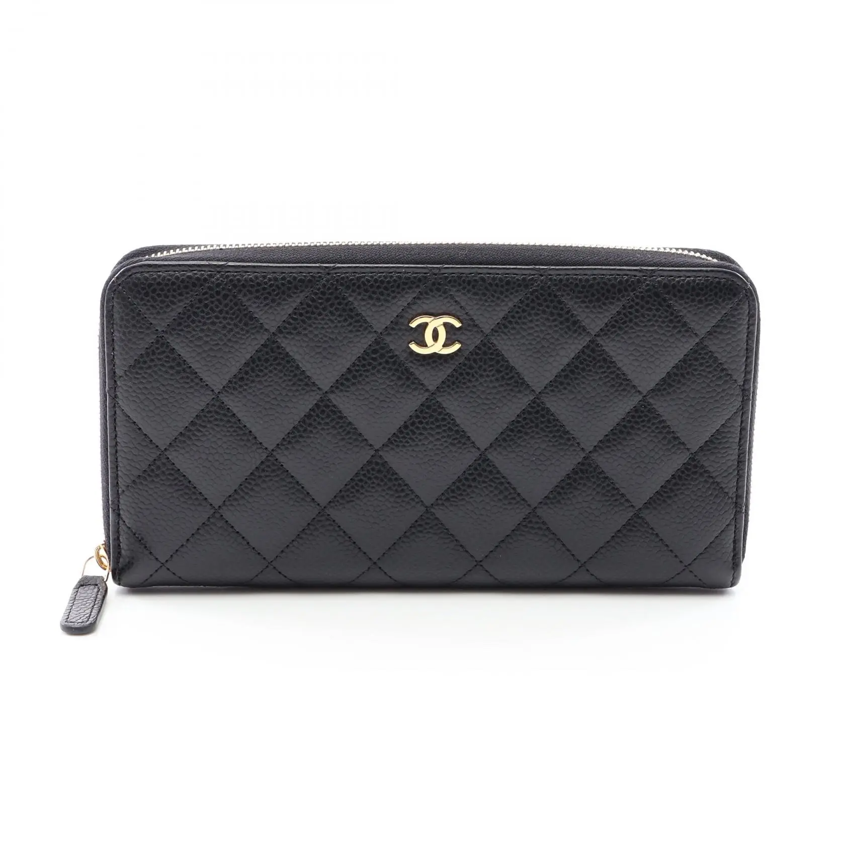 Pre-owned CHANEL Calfskin Small Leather Goods Classic Long Zip Wallet Matelasse Long Zip Wallet