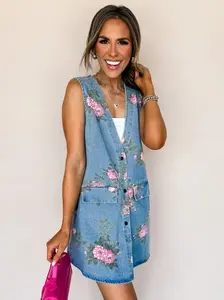 Wilderness Bloom Floral Denim Vest Dress