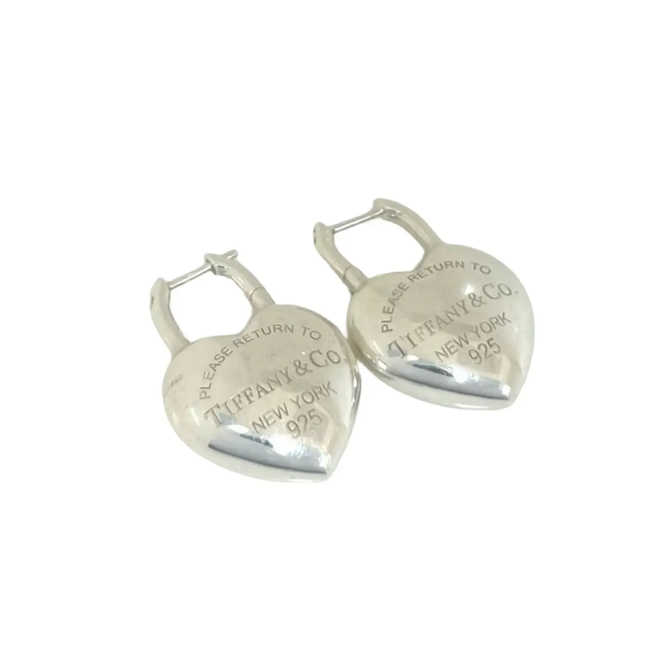 Pre-owned Tiffany & Co. Sterling Silver 925 (Ag925) Small Leather Goods TIFFANY&Co. Return to Tiffany Full Heart Silver Earrings