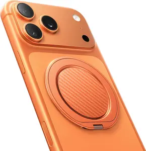 MagThin Series Magnetic Phone Grip for MagSafe 360° Rotate Ring Holder & Kickstand for iPhone 17 Air 16 Pro Max Plus 15 14 13 12 Orange Ultra-thin Adjustable Alloy Hinge Folding Handle Smartphone Metal