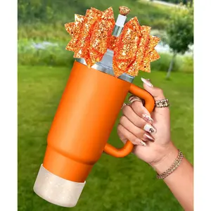 Cup Boot with Straw Cover for  40 30 oz - Cute Bow Straw Topper and  Caps with Bottom Protector 3 count Sets for Tumbler Accessories