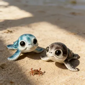 Cute Resin Sea Turtle Desktop Decor Adorable Cartoon Ornaments for Kids Room Coastal Themed Home Accents Charming Tabletop Figurines Perfect for Beach Style Interior Decor Decorative Figurines