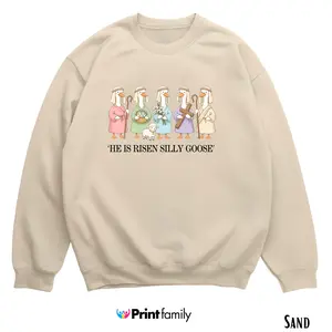 He Is Risen Silly Goose Shirt – Funny Christian Easter Sweatshirt, Cute Religious Goose Faith Graphic Pullover, Unisex Casual Cotton Streetwear For Her For Him