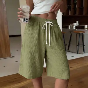 Relaxed-fit pure cotton drawstring mid-length shorts — breathable, versatile casual style