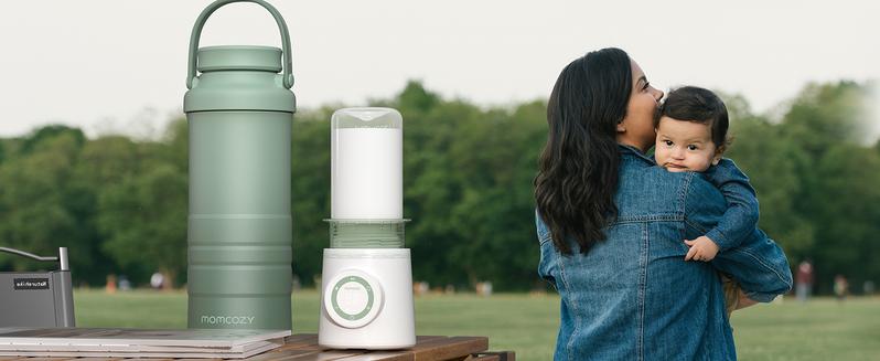 Momcozy 22oz Portable Breast Milk Cooler for Outdoor, 360°Total Cooling for 24Hours, Larger Capacity Travel Breastmilk Chiller with 2pcs Baby Bottles for Breastmilk Storage, Breastfeeding Essentials