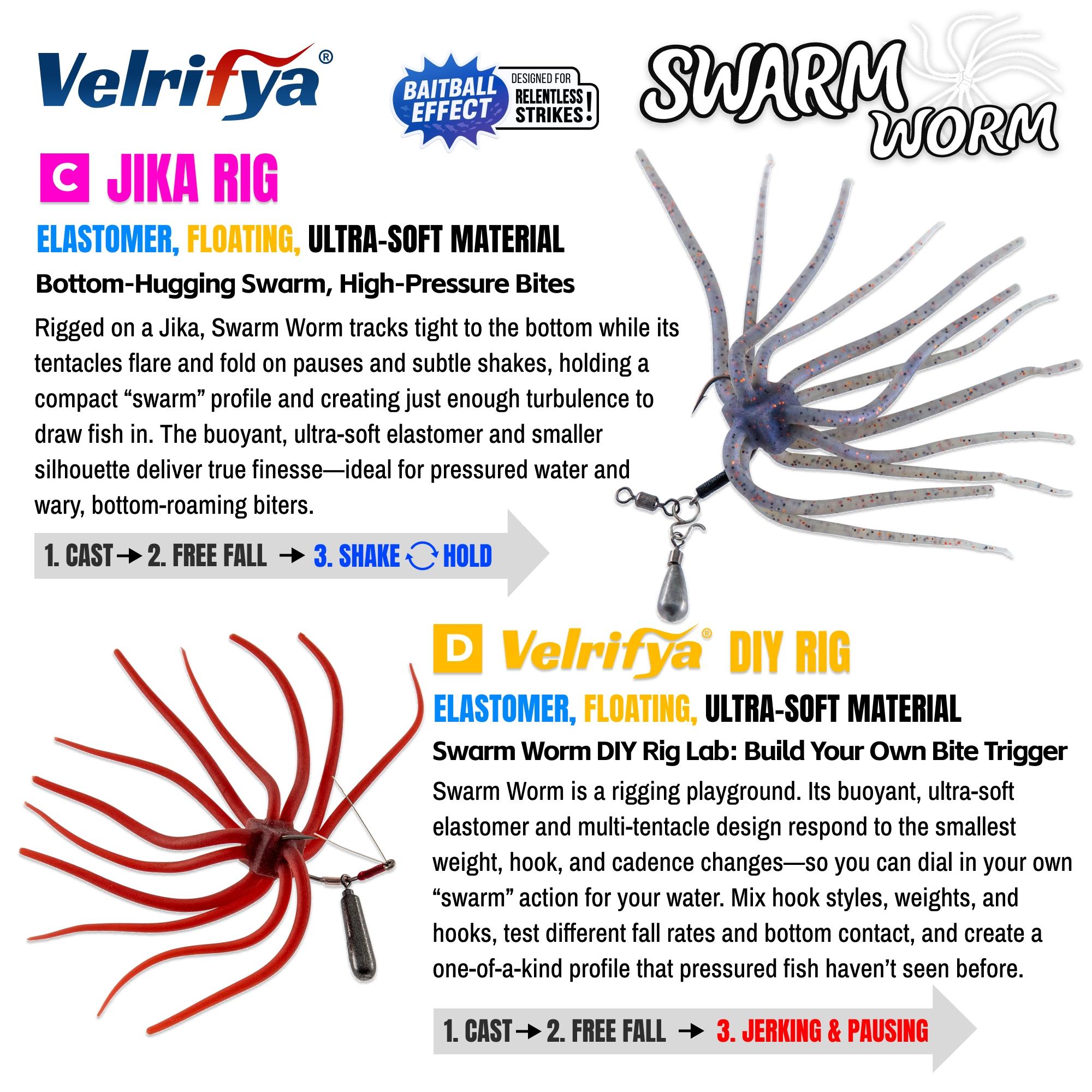 Japanese Finesse 01-Dirt Worm Tentacle Dice Shape Floating Soft Plastic Bait - for Bass Fishing, Drop Shot Rig, Wacky Rig - Outdoor Fishing Equipment for Jig Head Setups