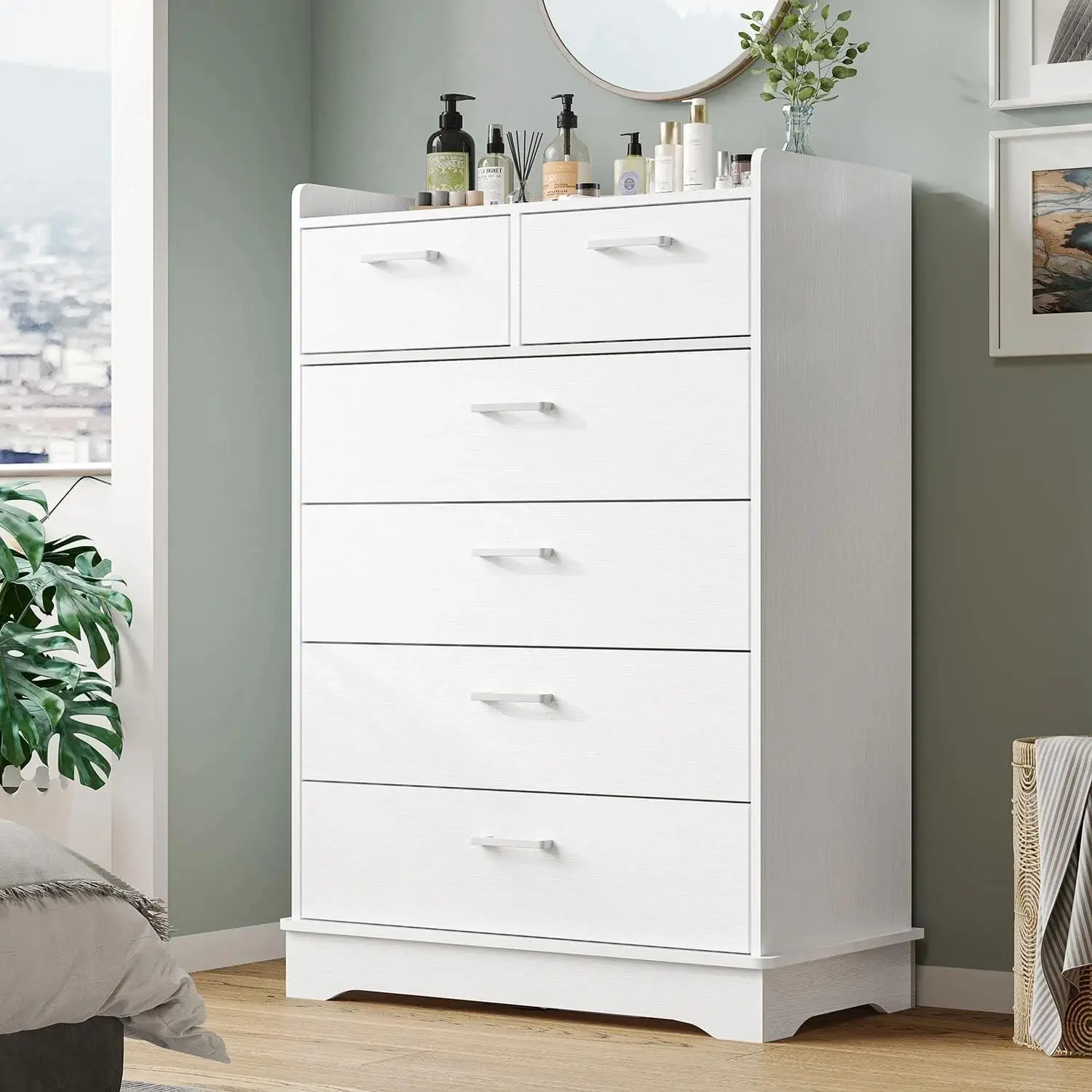SIKAIC Tall 6 Drawer Dresser, White Vertical Chest of Drawers with Large Storage for Bedroom SIKAIC Tall 6 Drawer Dresser, White Vertical Chest of Drawers with Large Storage for Bedroom