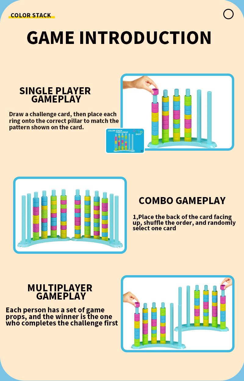 Color Stacker Challenge Puzzle  Matching Game toy  | Fun Interactive Educational Family Party Game for Kids & Adults | Premium Birthday Gift