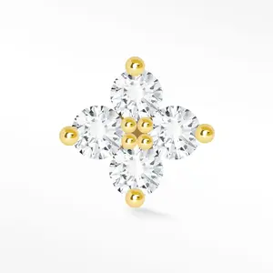 Tiny Stud Earrings Clover 14K Yellow Flat Back | The Wynning Studs