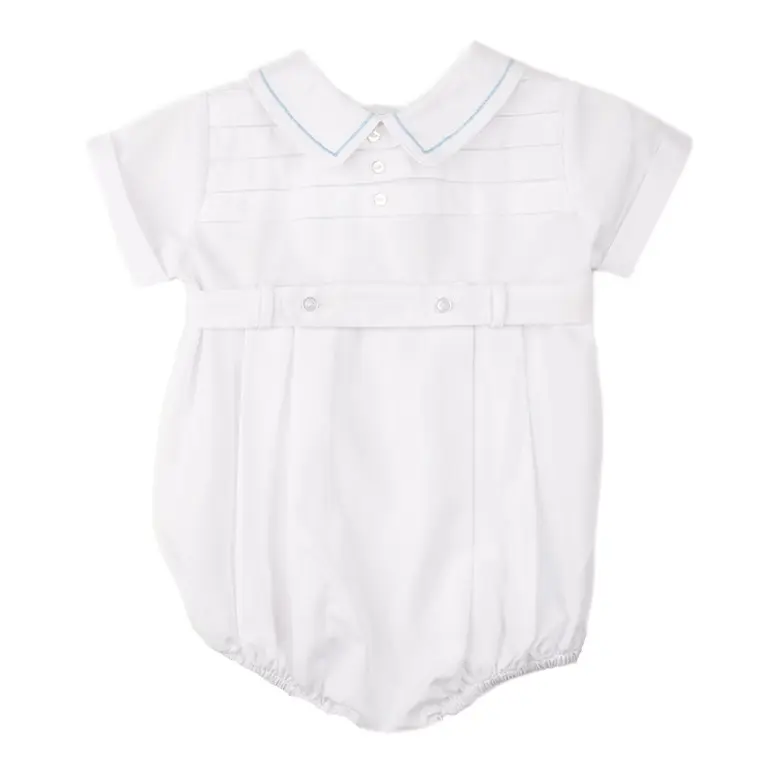 Preemie Boys Belted Creeper with horizontal Pleat