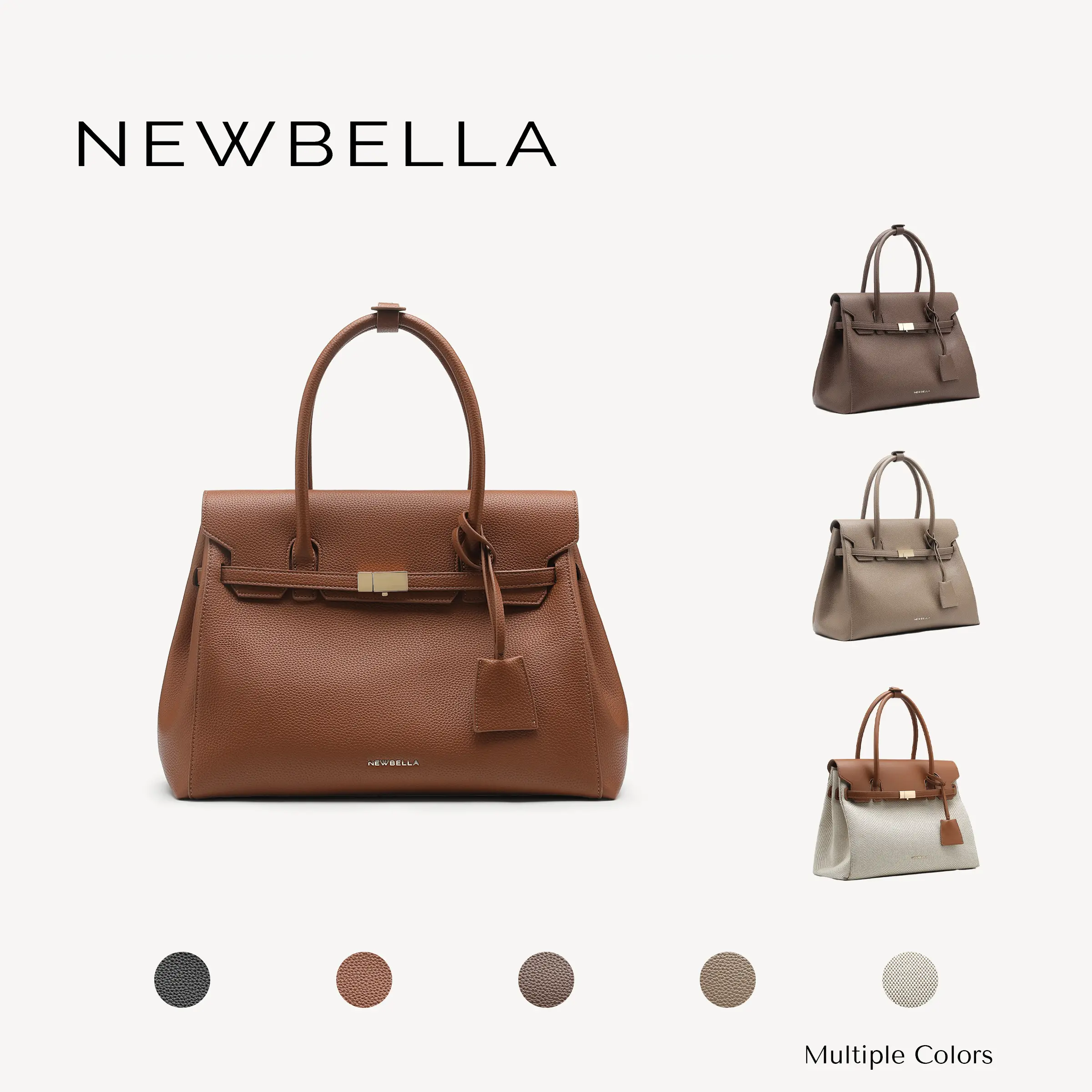 [New Arrival]NEWBELLA Vennasa Women's Solid Color PU Leather Work Tote Bag - High-Quality Daily Commuting Crossbody Bag for Working Women & Girls, Fall Outfit Essential, Ideal Birthday Gift for Her #sohoch