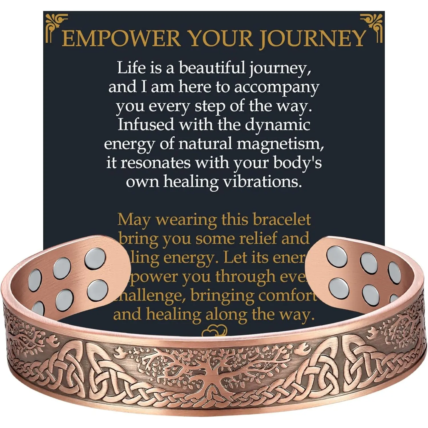 Copper Magnetic Bracelet for Men, Viking Celtic Knot Pure Copper Bracelet, Adjustable Mens Bracelet with Ultra Strength Magnets, Father's Day Gift