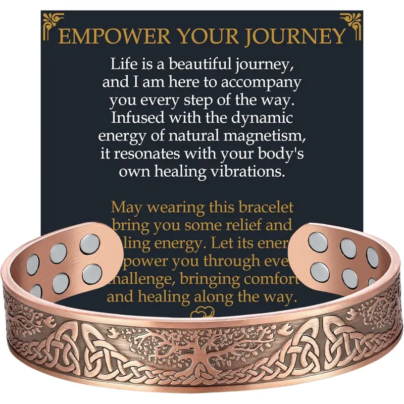 Jecanori Male 99.99% Pure Solid Copper Bracelet - 18x Strength Magnetic, Faith Wear Jewelry, Daily Fashion Costume Accessory for Men