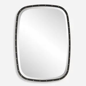 Uttermost 09967 Benedo Industrial Wall Mirror with Matte Black Iron Frame