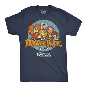 Mens Funny Fraggle Rock T-Shirts Jim Henson's Licensed Vintage Tees For Men Mens Funny T Shirts Cool Vintage Fashion T-Shirt Gift Classic Menswear Vintage Apparel for Men Funny Movie Short Sleeve Novelty Tees