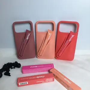 Fashion 2026 Rhode Lip Case Set for iPhone, Silicone Phone Case with Lipstick, Matte Soft Cover, Aesthetic Phone Case Gift