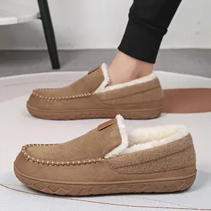 Brand Bdhjydb Men's Plush Lined Slippers with Arch Support & Ergonomic Design - Slip-On Moccasin Style Diabetic-Friendly Indoor Shoes Suitable for Elderly, Soft EVA Sole & Warm Lining, - (Brown/Black)