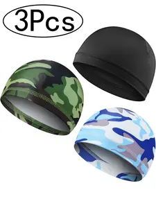 3Pcs-Summer Motorcycle Helmet Liner Sweat Absorbent Sun Protection Breathable Inner Headscarf Cap Sports Hat Camouflage Multiple Colors Available