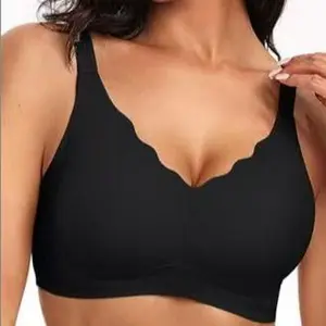 Womens Wireless Bras Push Up Bralettes Soft V Neck Brassiere Scalloped Full Coverage Everyday Bra Black Womenswear Bridal Casual Minimalist Vneck  Prenatal Cozy summer  corset  gym western women Beige