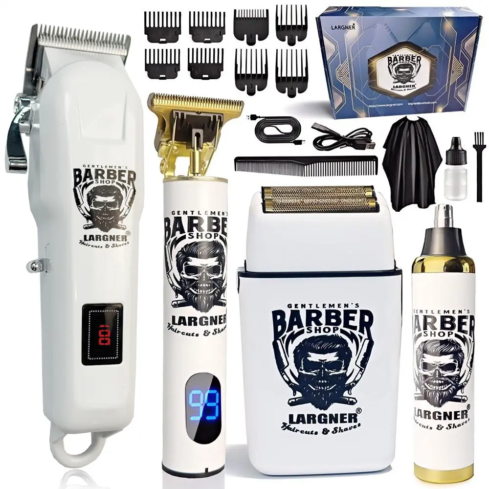 Largner & Shaver Cordless Clippers Set with Ceramic Blade, 1200mah Wireless Rechargeable Trimmer, Includes 8 Men's Styling Combs, Ideal Gift, Barber Clippers Set, Hair Clipper Set, Wireless Haircut Tool, Cordless Hair Cutting