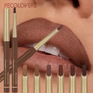 6pcs/set Matte Brown Lip Liner Kit, Waterproof & Moisturizing Lips, Halloween Christmas Use, Ideal for Women's Gifts, Lip Liner Makeup