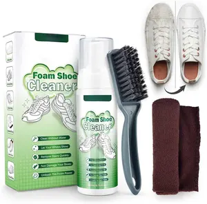 Shoe Cleaner Kit, 6.76 Oz White Shoe Cleaning with Brush and Towel, Sneaker Cleaning Kit Removes Dirt and Stain for White Shoes, Suede, Leather, Canvas, Knit, Boots, Fabric, PU