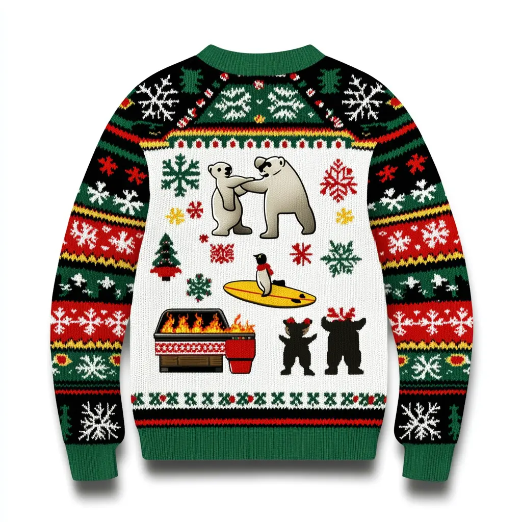 Festive Ugly Christmas Sweater with Polar Bears | Funny Holiday Wear for Men, Women, Kids & Families | Great for Holiday Parties & Gifts!