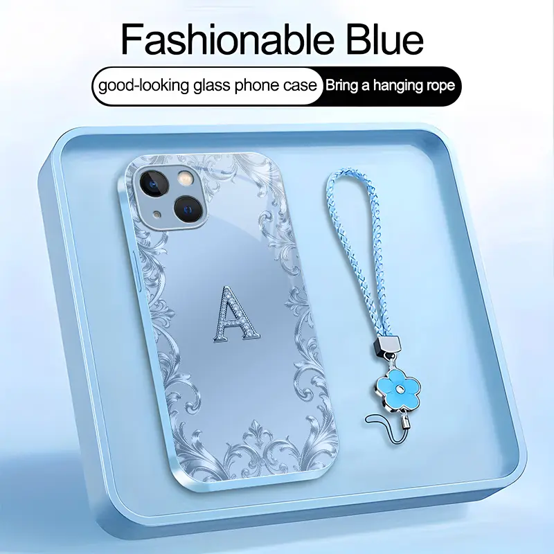 Suitable for [iPhone 15] Women's high-end phone case,Includes a complimentary four-leaf clover lanyard featuring a sleek, premium design; choose from any of the 26 letters!YM99