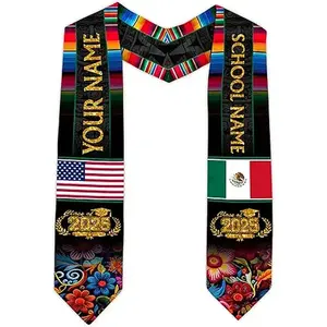 Custom Mexican Graduation Stole, Mexican American Flag Graduation Sash 2026