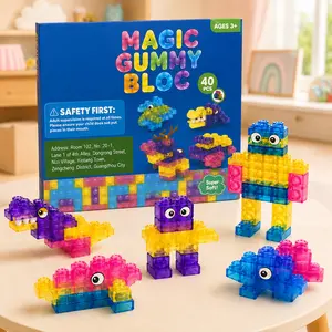 Soft Jelly Building Blocks for Kids, Squishy Multi-Color Stacking Blocks Toy Set, Sensory Tactile Play Puzzle Blocks for Preschool STEM Learning Age 3+