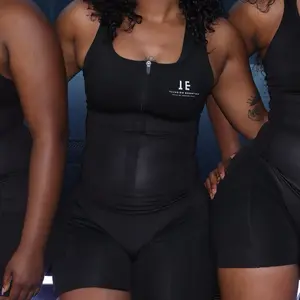 Illusion Essentials The Snatched Up Compressor Black Zip Up Waist Training Bodysuit