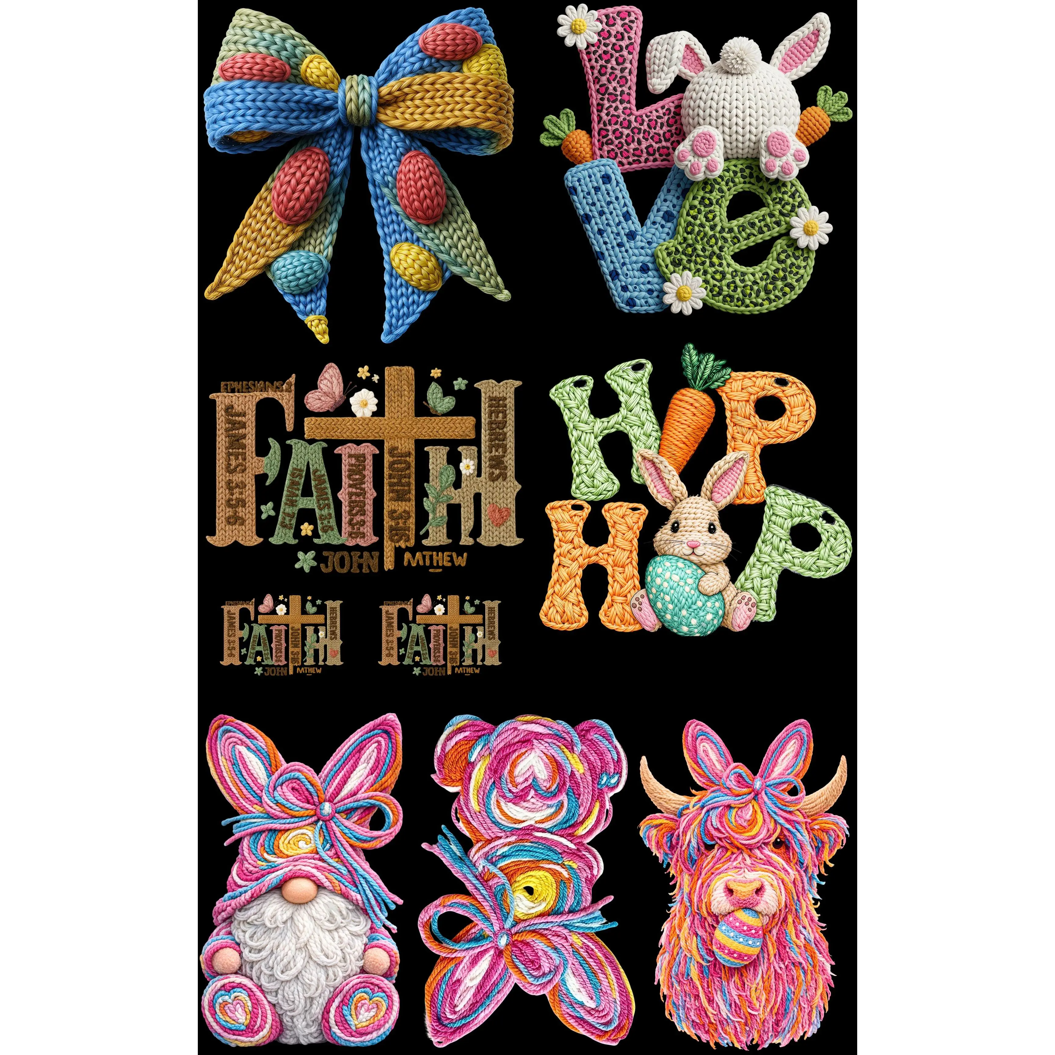 EASTER BOW (1) PREMADE GANGSHEET - 22X36 DTF TRANSFERS - DIRECT TO FILM